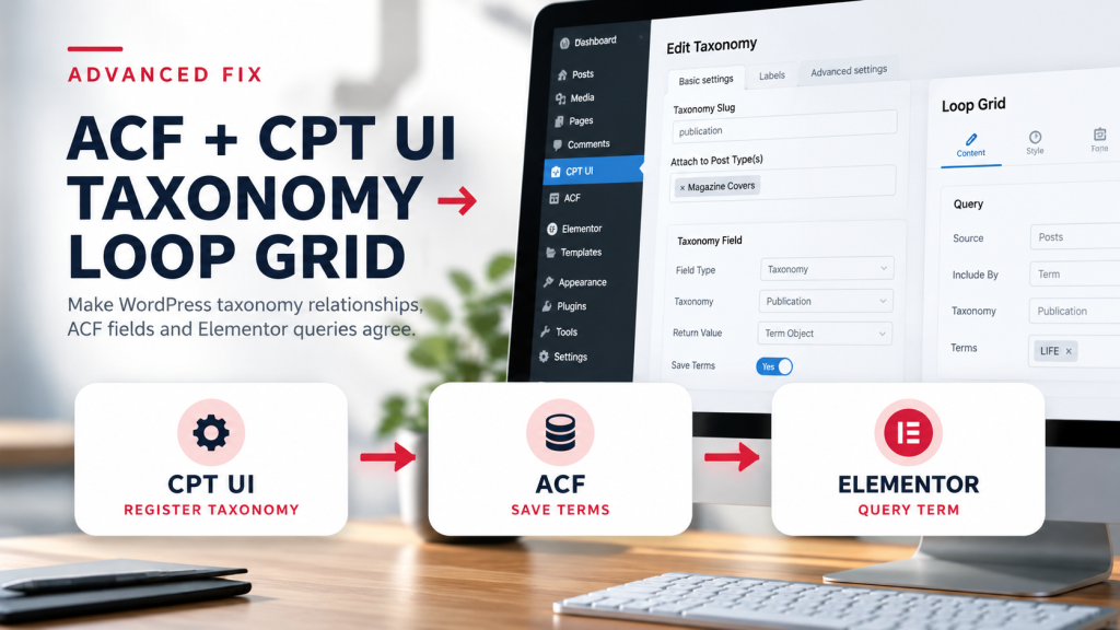 Advanced fix: ACF and CPT UI taxonomy data in an Elementor Loop Grid